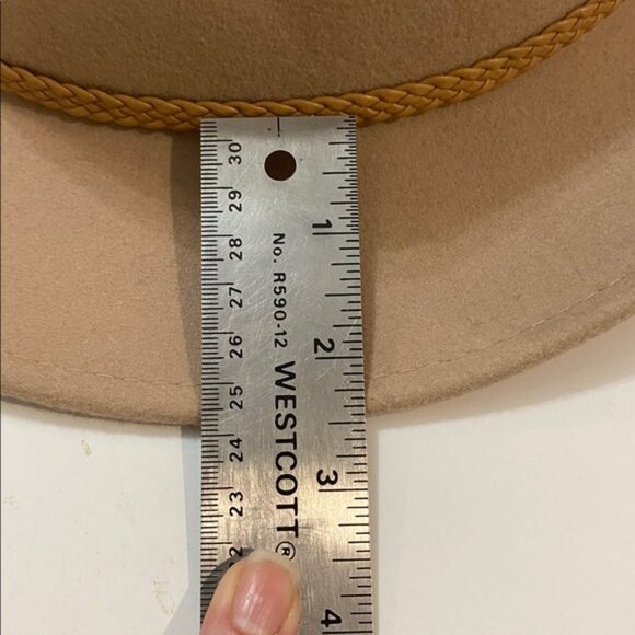 Tan Wool Fedora Hat with Rope Detail, Size 57cm, Classic Casual Style - Picture 12 of 13